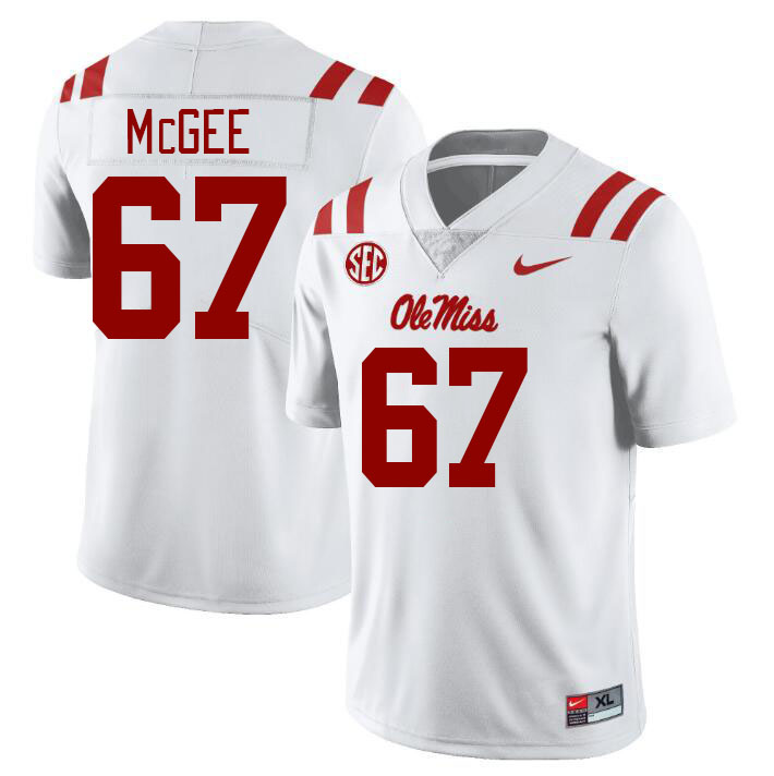 Men #67 Quincy McGee Ole Miss Rebels College Football Jerseys Stitched Sale-White - Click Image to Close